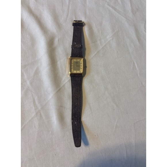 Timex Other - Timex Quartz Watch Unisex Gold Rectangular Brown Leather Strap selling for parts
